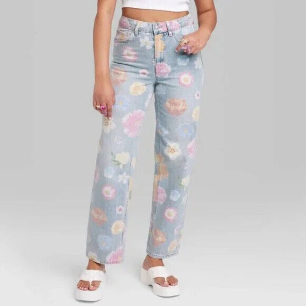 Wild Fable Floral Print High-Rise 90s Relaxed Straight Jeans